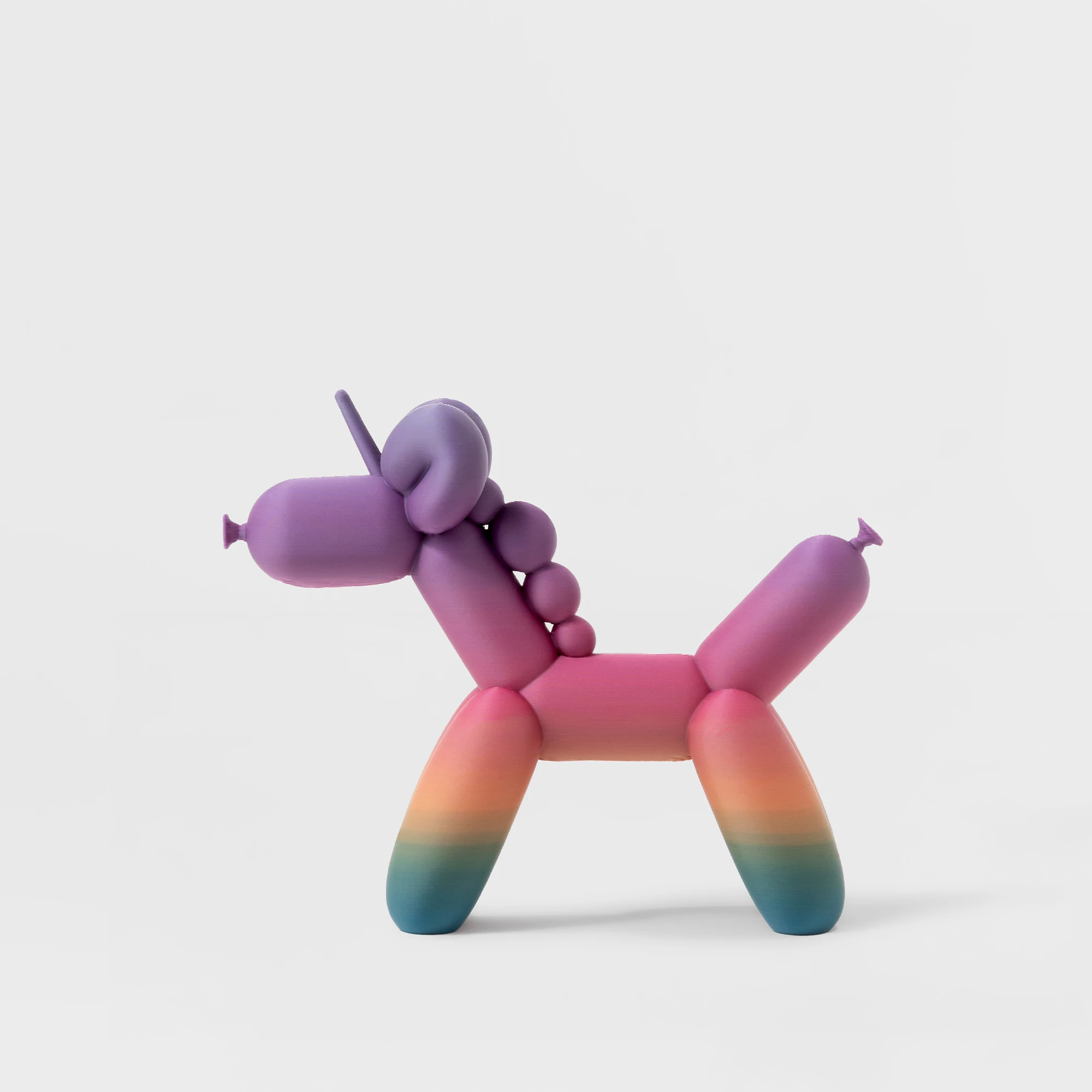 הדפסת תלת מימד של בלון בצורת חד קרן בגווני ריינבואו-דארק