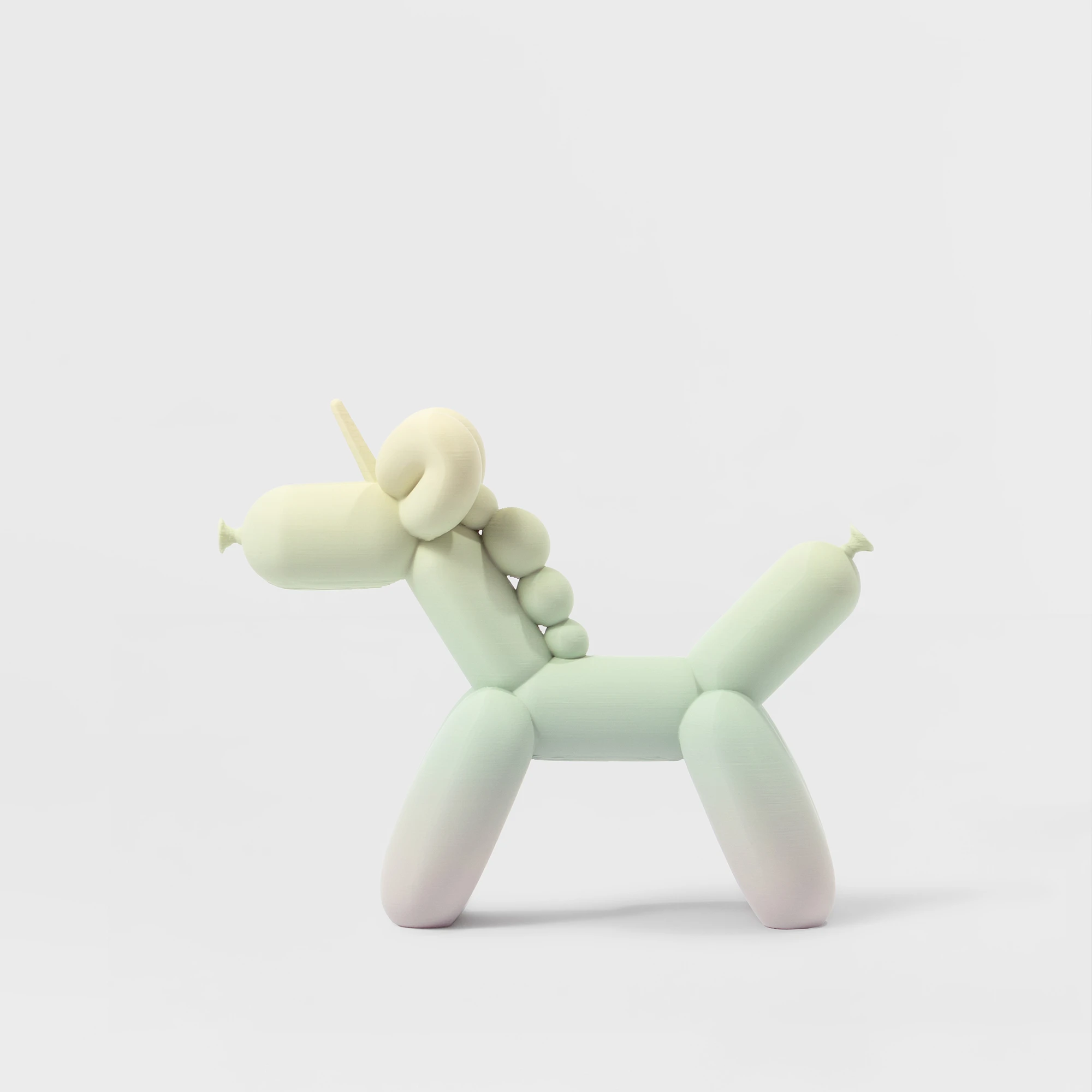 הדפסת תלת מימד של בלון בצורת חד קרן בגווני פסטל