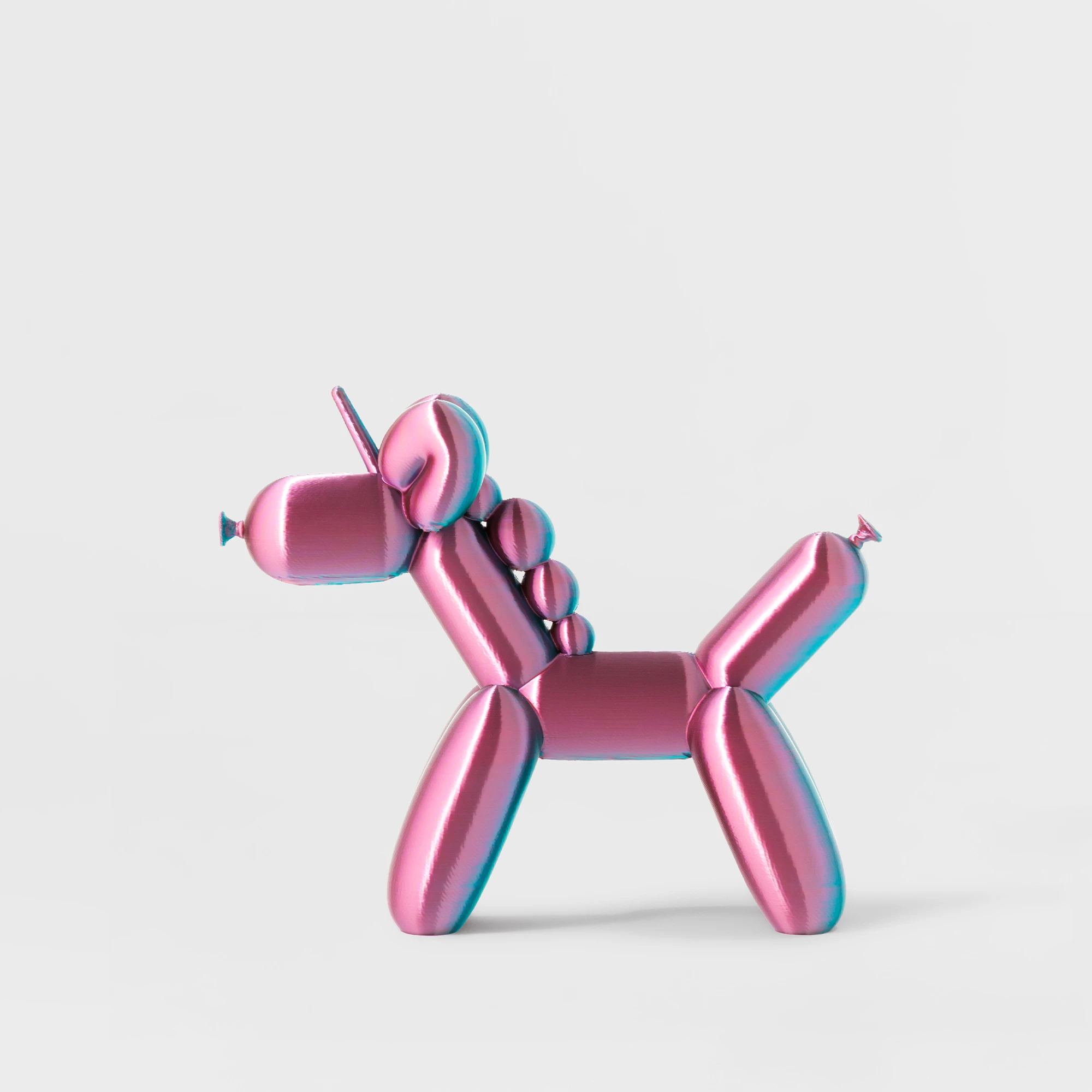 הדפסת תלת מימד של בלון בצורת חד קרן בגווני כחול-ורוד