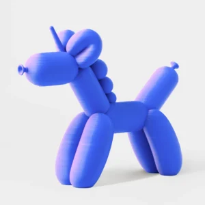 הדפסת תלת מימד של בלון בצורת חד קרן בגווני כחול-סגול