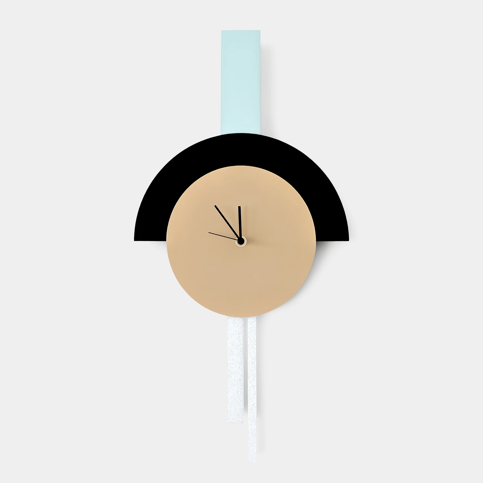 שעון קיר גיאומטרי בהדפסת תלת מימד, בגווני שחור, חום בהיר, תכלת ושיש