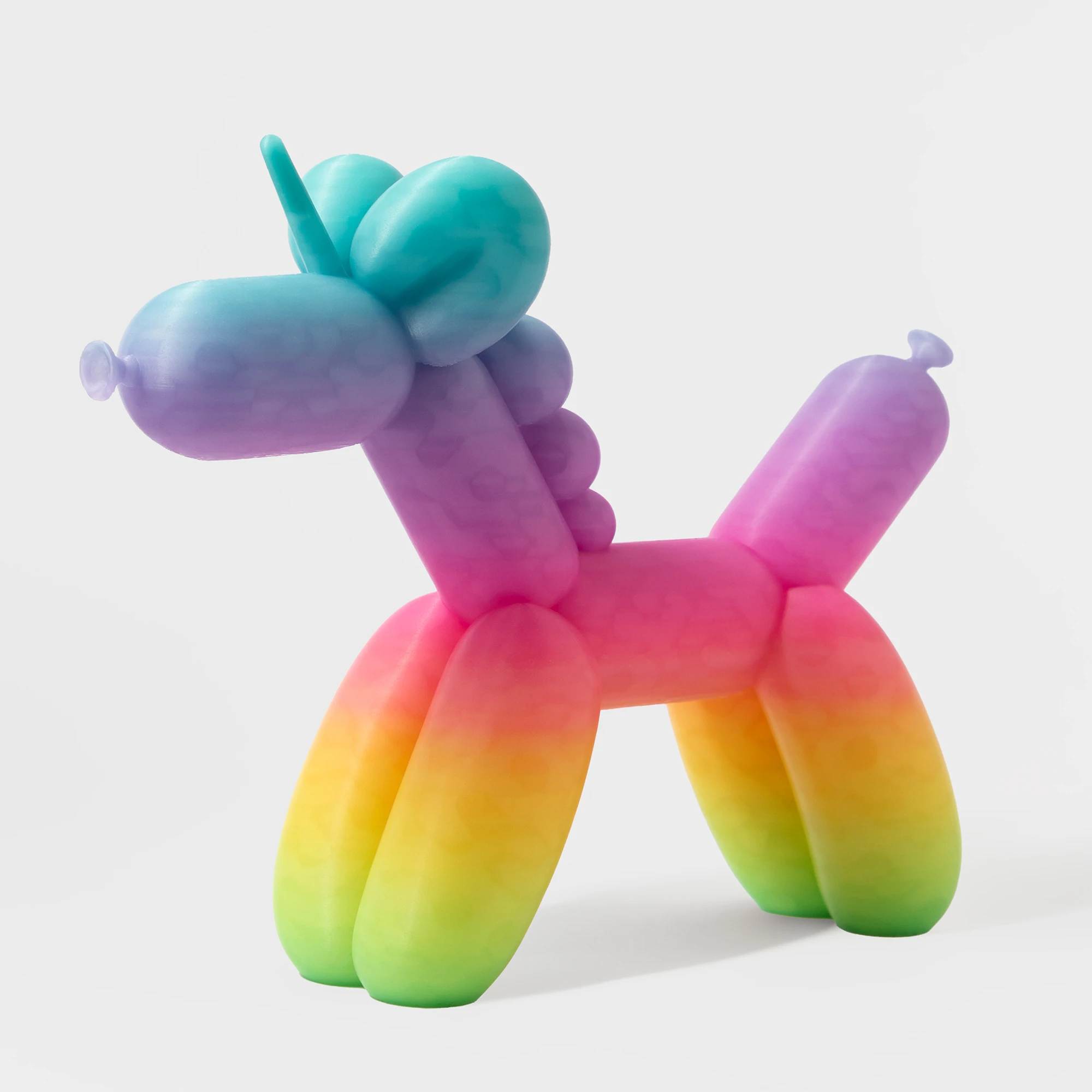 הדפסת תלת מימד של בלון בצורת חד קרן בגווני הקשת