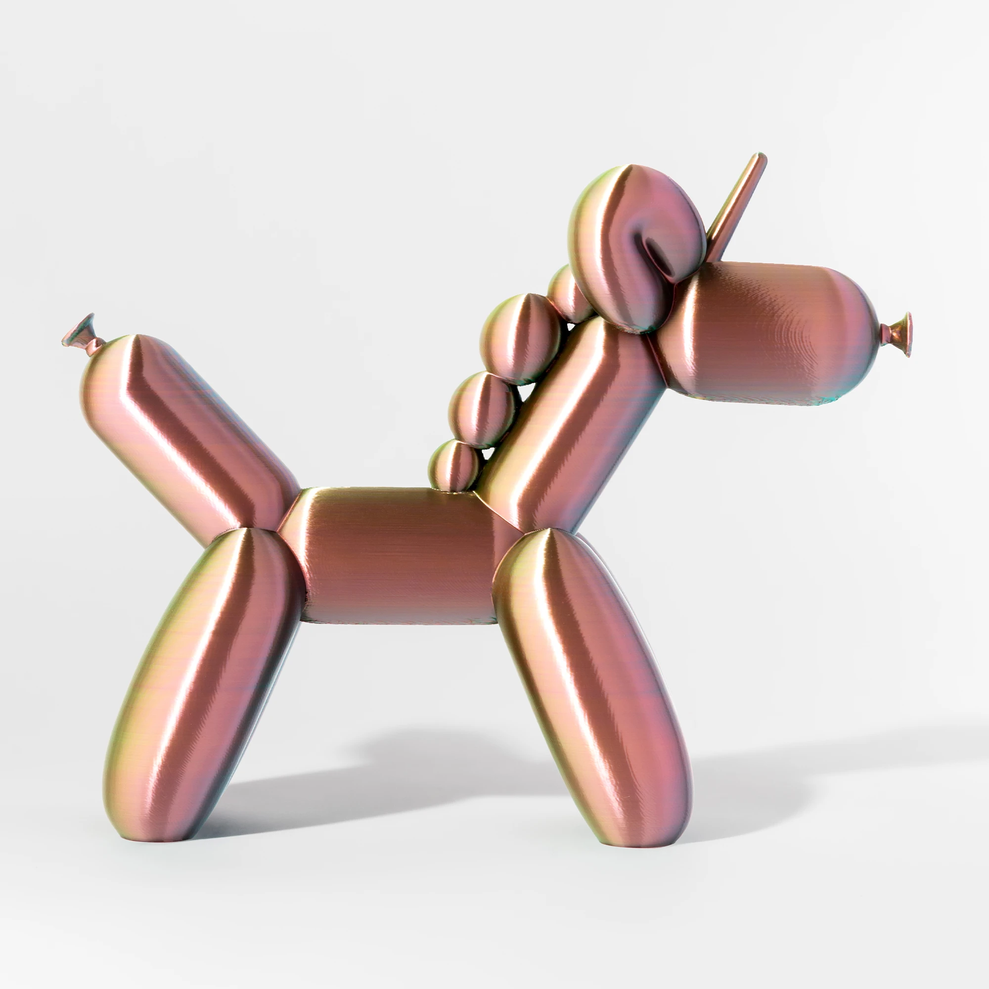 הדפסת תלת מימד של בלון בצורת חד קרן בגווני טריקולור