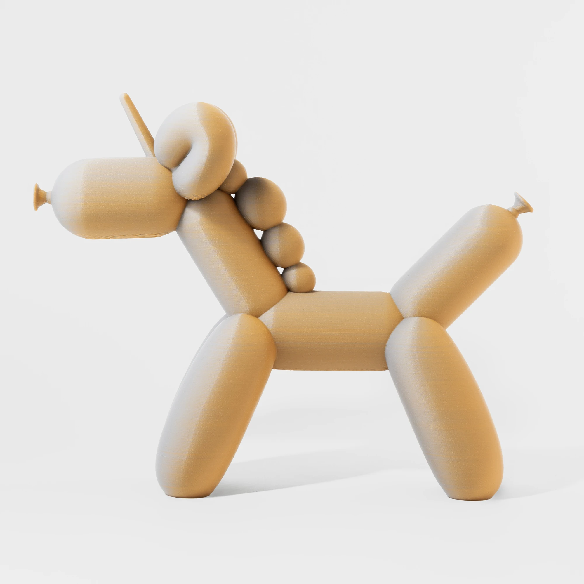 הדפסת תלת מימד של בלון בצורת חד קרן בגווני אפור-טרקוטה