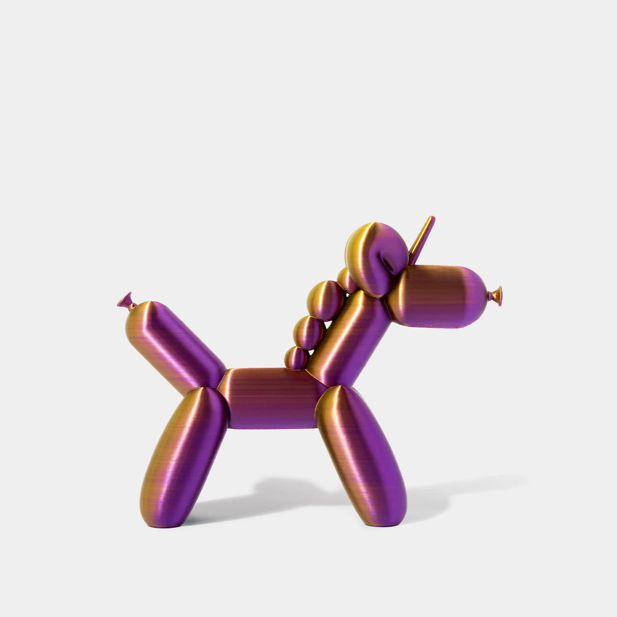 הדפסת תלת מימד של בלון בצורת חד קרן בצבע סגול-זהב