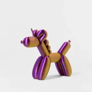 הדפסת תלת מימד של בלון בצורת חד קרן בצבע סגול-זהב