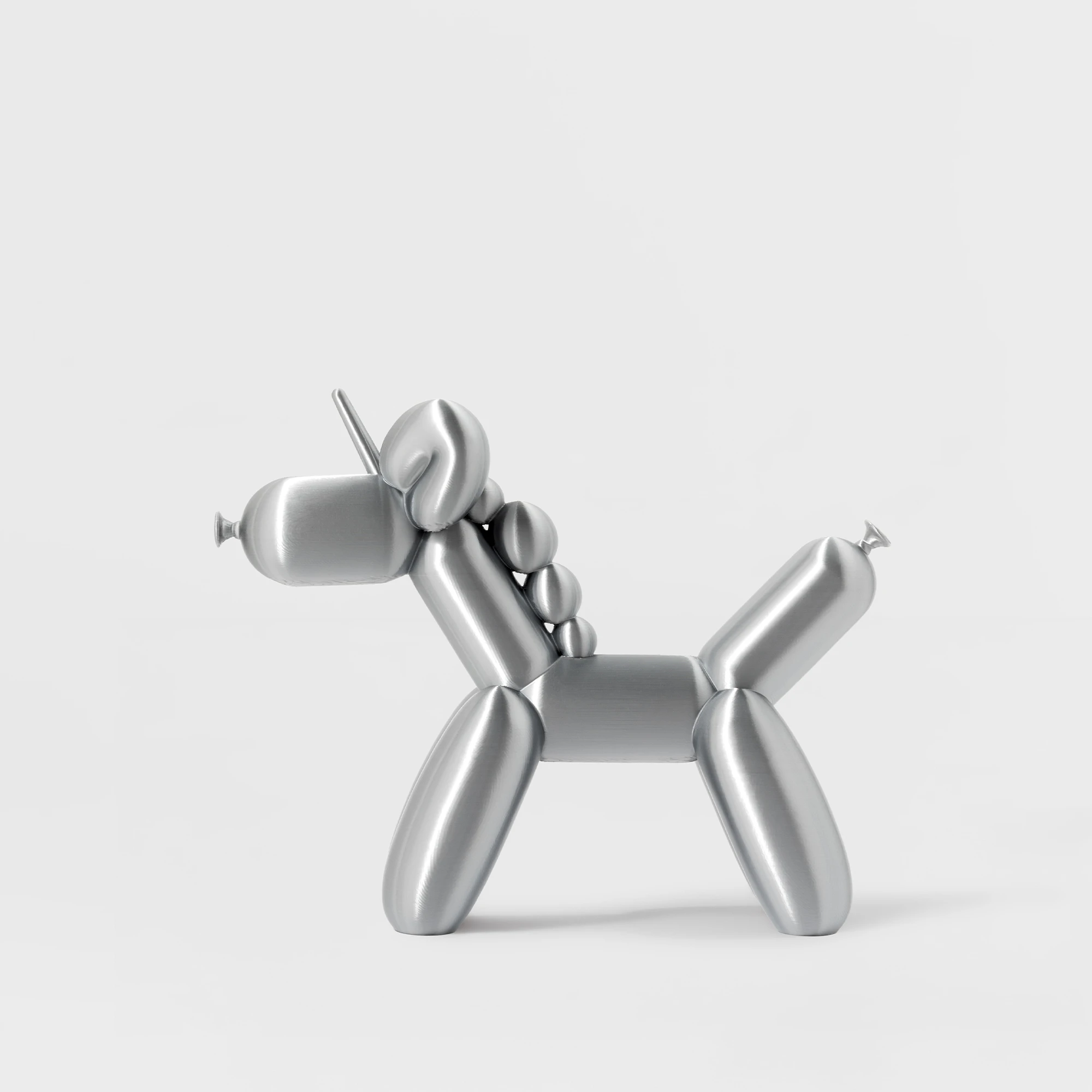 הדפסת תלת מימד של בלון בצורת חד קרן בצבע כסוף