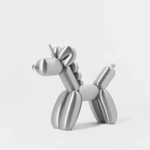 הדפסת תלת מימד של בלון בצורת חד קרן בצבע כסוף