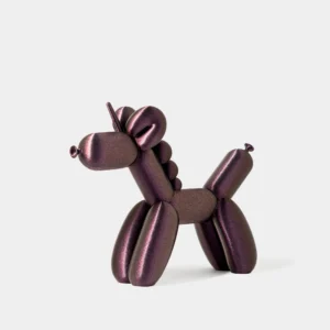 הדפסת תלת מימד של בלון בצורת חד קרן בצבע סגול כהה מנצנץ