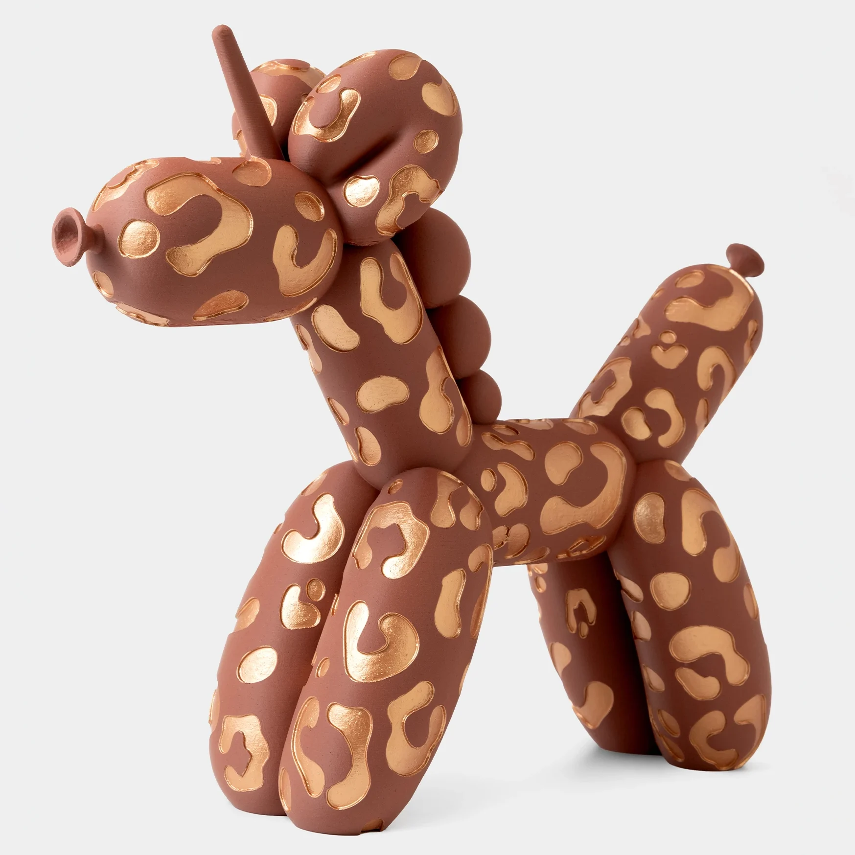 הדפסת תלת מימד של בלון בצורת חד קרן בצבע בורדו אבן וברונזה מנומר