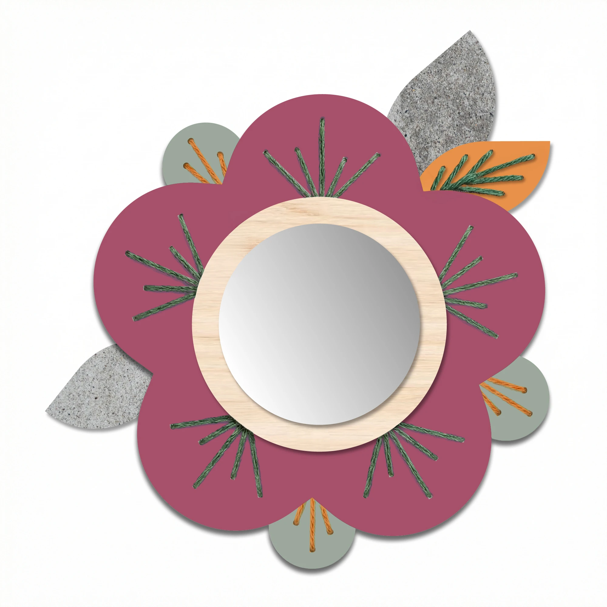 הדמיה של קישוט קיר בצורת פרח עם מראה